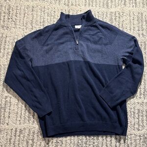 Calvin Klein blue striped colorblock zip up jacket sweater size XL